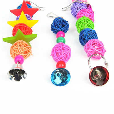 Parrot Chew Strands Wooden Toys Bird Parakeet Bite Molar Toys Rattan Ball parrot training  Bird Cage Accessories - Slobuy