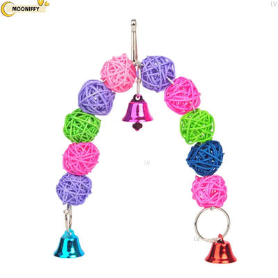 Parrot Chew Strands Wooden Toys Bird Parakeet Bite Molar Toys Rattan Ball parrot training  Bird Cage Accessories - Slobuy