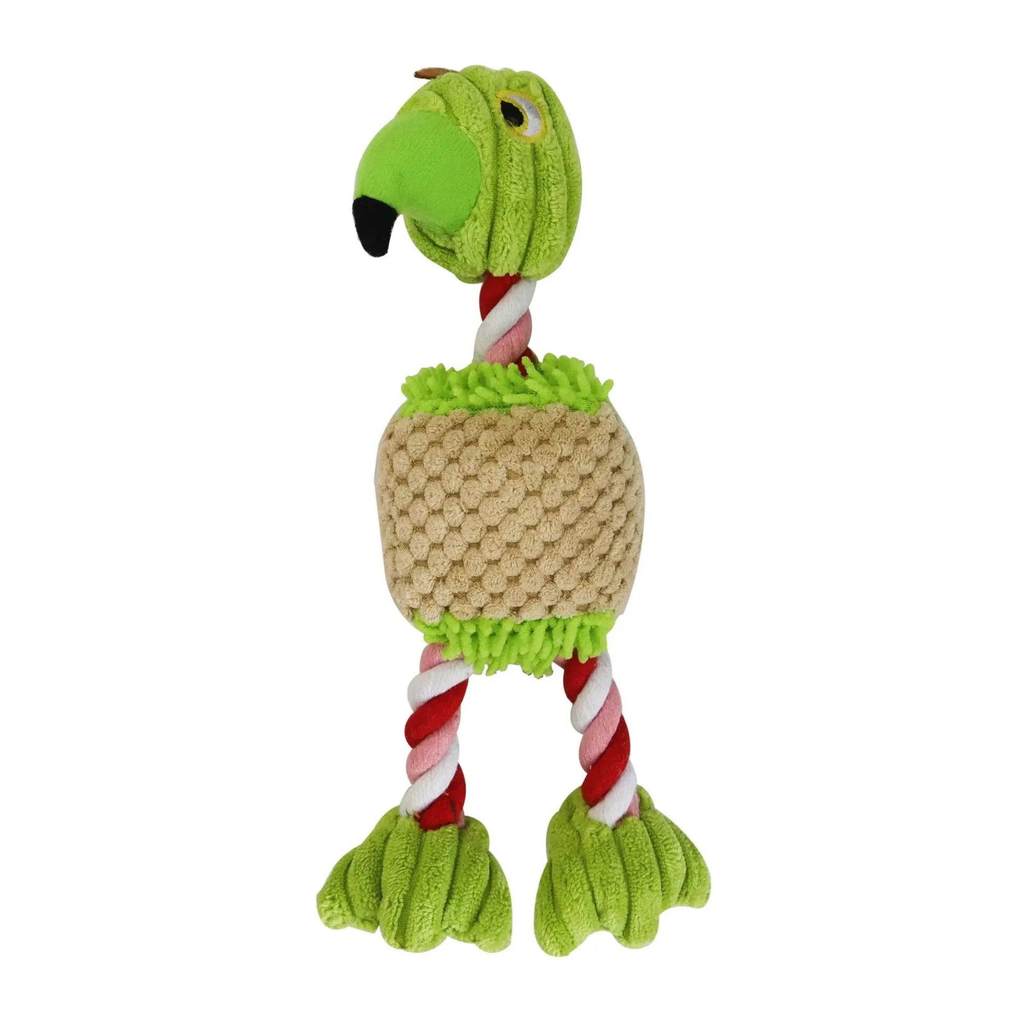 Parrot Shape Plush Dog Toys Lovely Bright Color Flamingo Bite Resistant Teeth Grinding and Sound Producing Pet Chew Squeaky Toy - Slobuy
