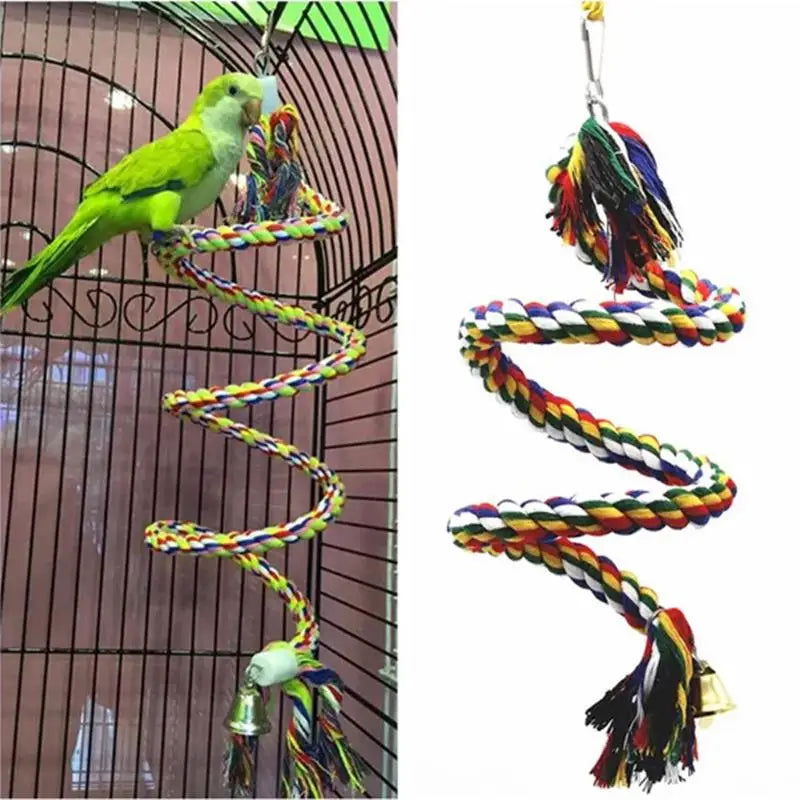 Parrot Toy Wicker Rope Hanging Braided Budgie Chew Bird Cage Cockatiel Toy Pet Stand Training Accessories Bite Swing Supplies - Slobuy