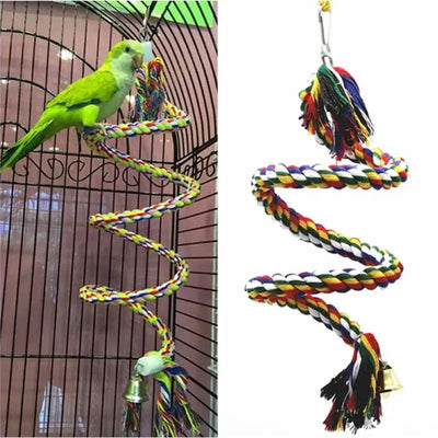 Parrot Toy Wicker Rope Hanging Braided Budgie Chew Bird Cage Cockatiel Toy Pet Stand Training Accessories Bite Swing Supplies - Slobuy