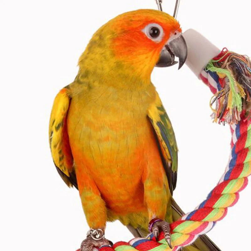 Parrot Toy Wicker Rope Hanging Braided Budgie Chew Bird Cage Cockatiel Toy Pet Stand Training Accessories Bite Swing Supplies - Slobuy