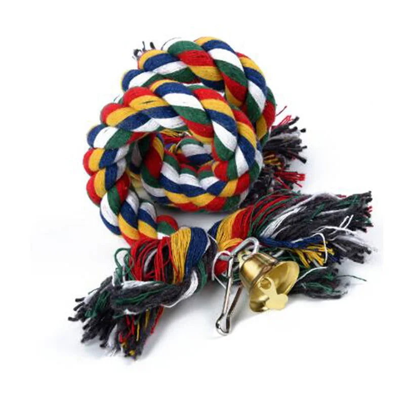 Parrot Toy Wicker Rope Hanging Braided Budgie Chew Bird Cage Cockatiel Toy Pet Stand Training Accessories Bite Swing Supplies - Slobuy