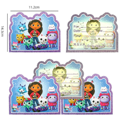 Party Supply Gabby Doll House Greeting Card Single-Page Invitation Card For Kid Cute Cat Birthday Party Wedding Supply 10pcs - Slobuy