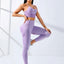 Women Yoga Set 2/Pcs Seamless Workout Outfits Yoga Sportswear Tracksuit Leggings And Thin Shoulder Strap Stretch Sports Bra Fitn - Slobuy