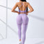 Women Yoga Set 2/Pcs Seamless Workout Outfits Yoga Sportswear Tracksuit Leggings And Thin Shoulder Strap Stretch Sports Bra Fitn - Slobuy