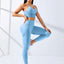 Women Yoga Set 2/Pcs Seamless Workout Outfits Yoga Sportswear Tracksuit Leggings And Thin Shoulder Strap Stretch Sports Bra Fitn - Slobuy