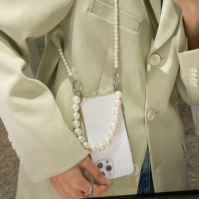 Pearl Bracelets Chain Crossbody Necklace Lanyard Phone Case For iphone 14 15 13 11 12 Pro Max MiNi XR X XS 7 8 plus SE 20 Cover - Slobuy