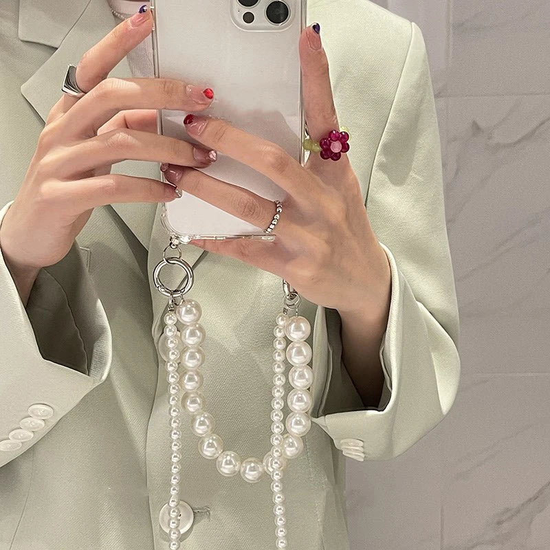 Pearl Bracelets Chain Crossbody Necklace Lanyard Phone Case For iphone 14 15 13 11 12 Pro Max MiNi XR X XS 7 8 plus SE 20 Cover - Slobuy
