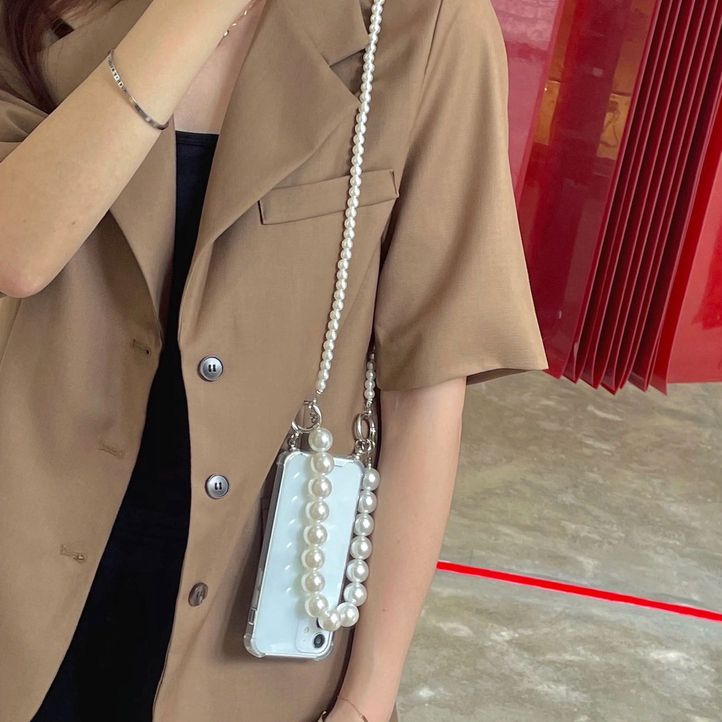 Pearl Bracelets Chain Crossbody Necklace Lanyard Phone Case For iphone 14 15 13 11 12 Pro Max MiNi XR X XS 7 8 plus SE 20 Cover - Slobuy