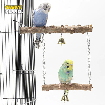 Pepper Wood Parrot Stand Pole Double Layer Toy for Bird Tiger Skin Claw Grinding Beak Grinding Stand Pole Bird Cage Accessories - Slobuy