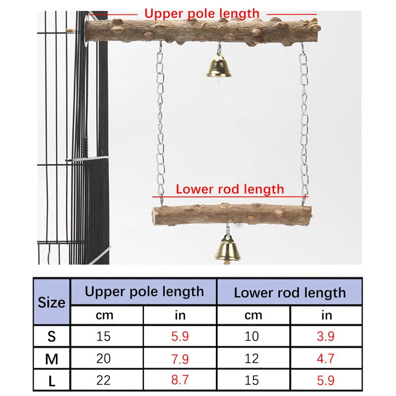 Pepper Wood Parrot Stand Pole Double Layer Toy for Bird Tiger Skin Claw Grinding Beak Grinding Stand Pole Bird Cage Accessories - Slobuy