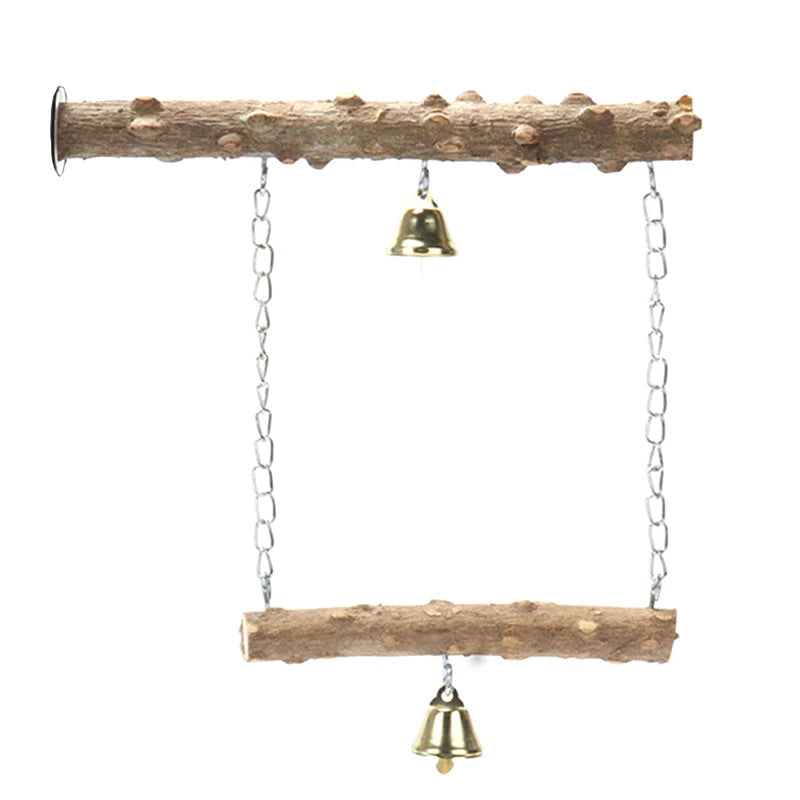 Pepper Wood Parrot Stand Pole Double Layer Toy for Bird Tiger Skin Claw Grinding Beak Grinding Stand Pole Bird Cage Accessories - Slobuy