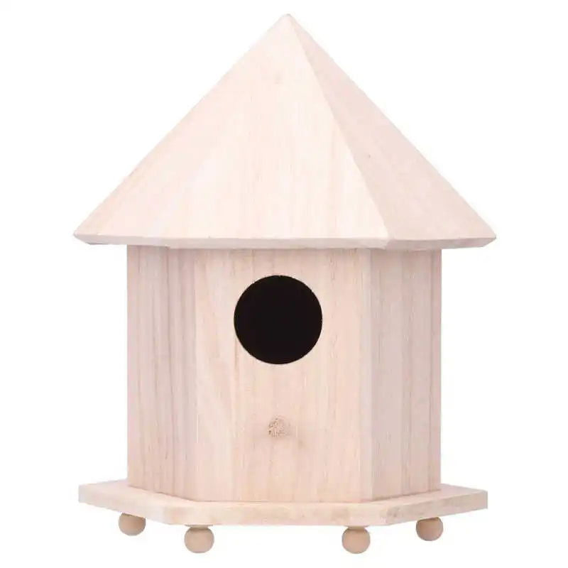 Pet Bird House Wooden Bird Hanging Bird House Warm Breeding Box Natural Wooden Bird Cage Birdhouse Wooden Box Resting Place - Slobuy