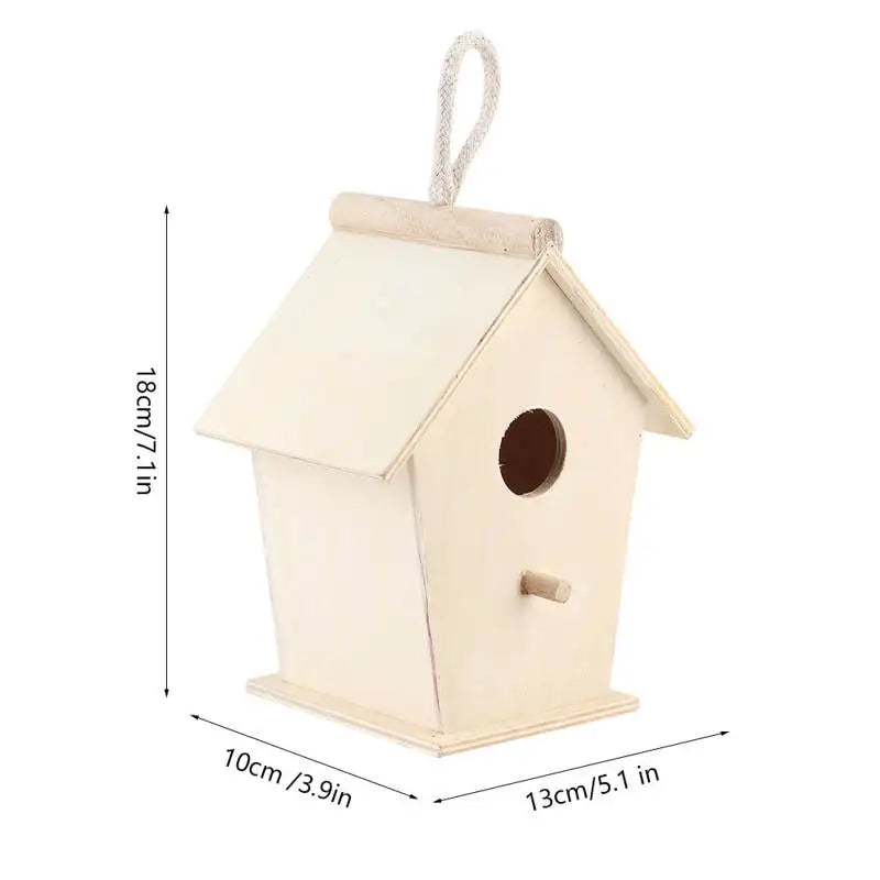 Pet Bird House Wooden Bird Hanging Bird House Warm Breeding Box Natural Wooden Bird Cage Birdhouse Wooden Box Resting Place - Slobuy