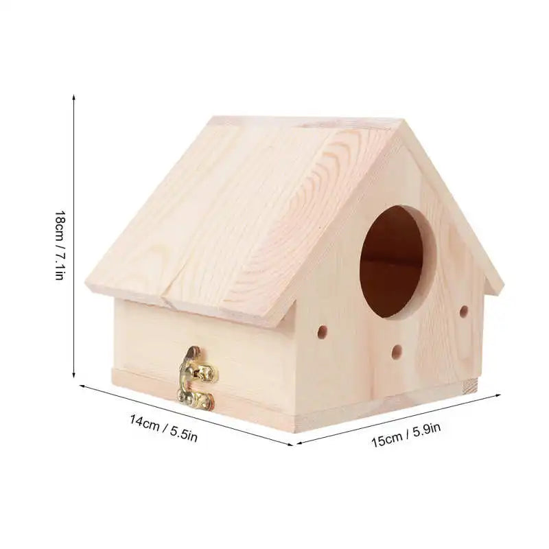 Pet Bird House Wooden Bird Hanging Bird House Warm Breeding Box Natural Wooden Bird Cage Birdhouse Wooden Box Resting Place - Slobuy