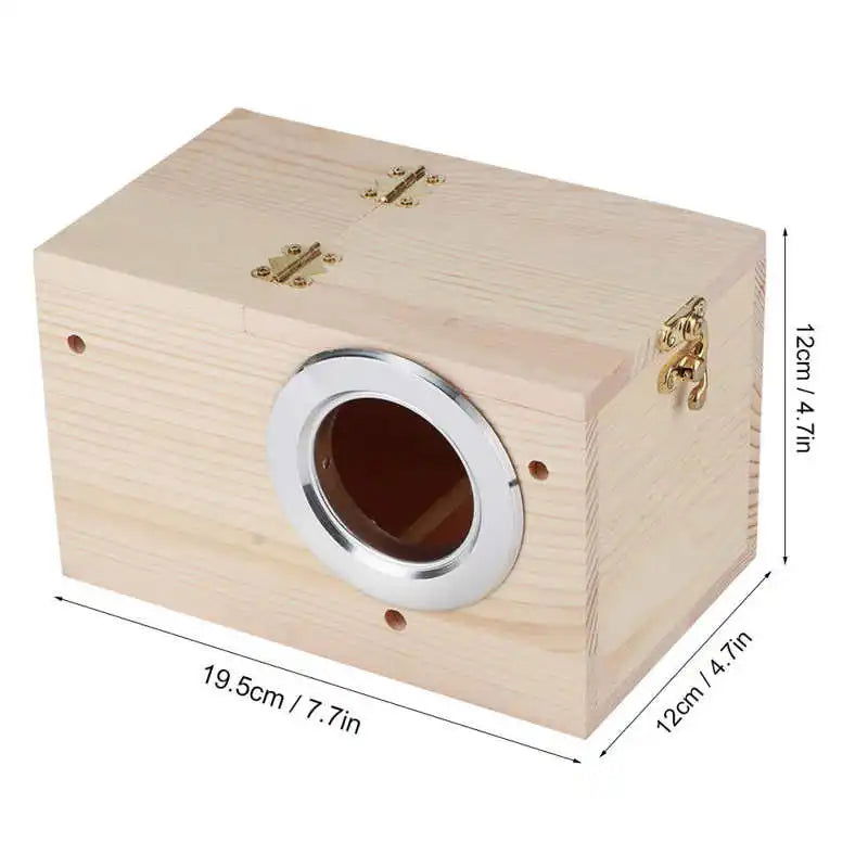 Pet Bird House Wooden Bird Hanging Bird House Warm Breeding Box Natural Wooden Bird Cage Birdhouse Wooden Box Resting Place - Slobuy