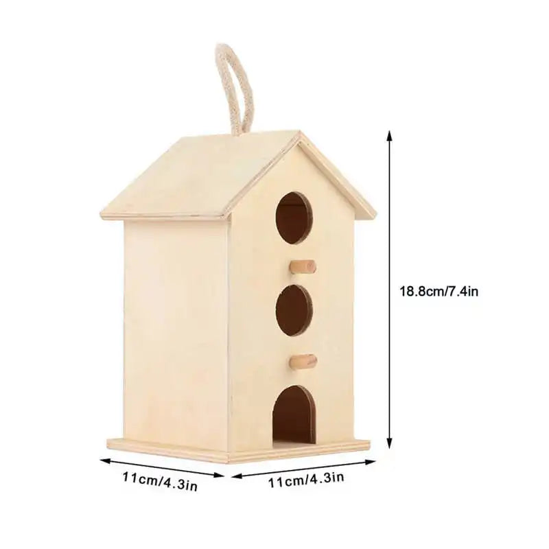 Pet Bird House Wooden Bird Hanging Bird House Warm Breeding Box Natural Wooden Bird Cage Birdhouse Wooden Box Resting Place - Slobuy