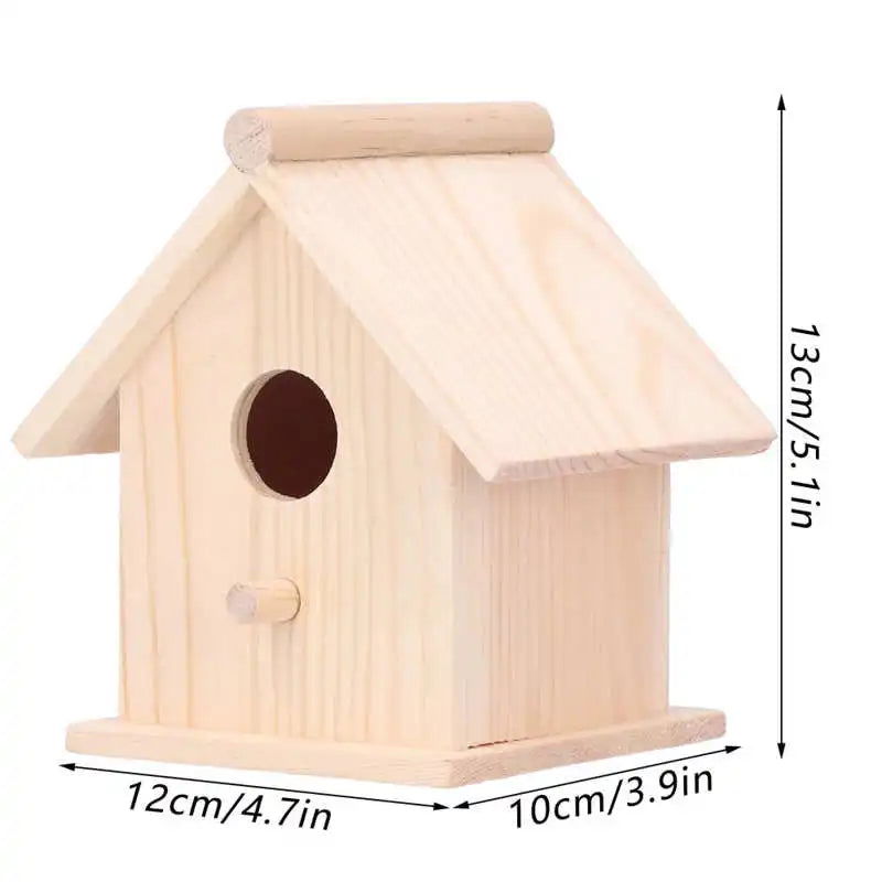 Pet Bird House Wooden Bird Hanging Bird House Warm Breeding Box Natural Wooden Bird Cage Birdhouse Wooden Box Resting Place - Slobuy