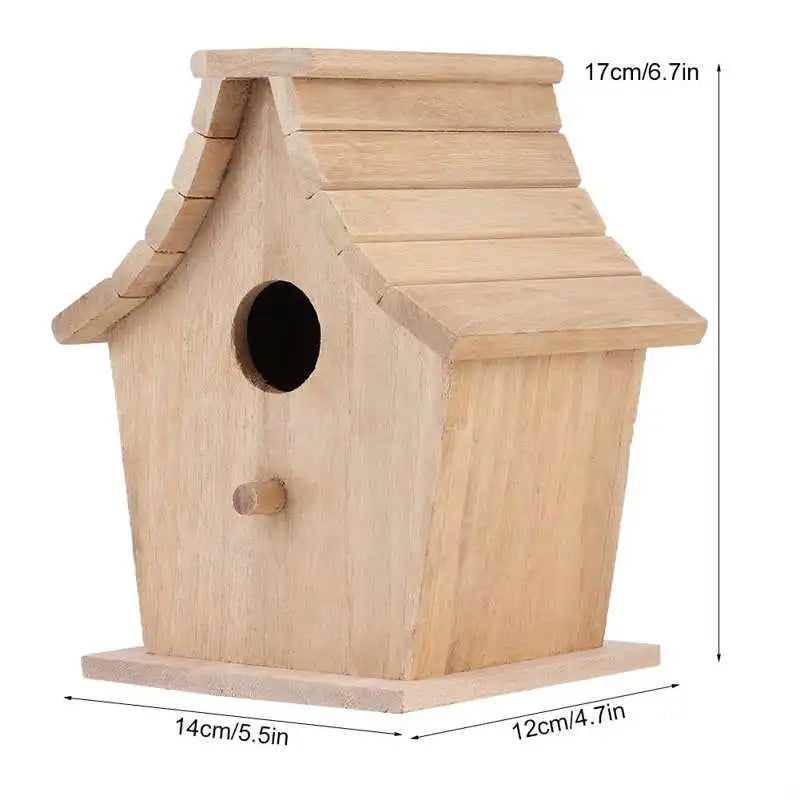 Pet Bird House Wooden Bird Hanging Bird House Warm Breeding Box Natural Wooden Bird Cage Birdhouse Wooden Box Resting Place - Slobuy