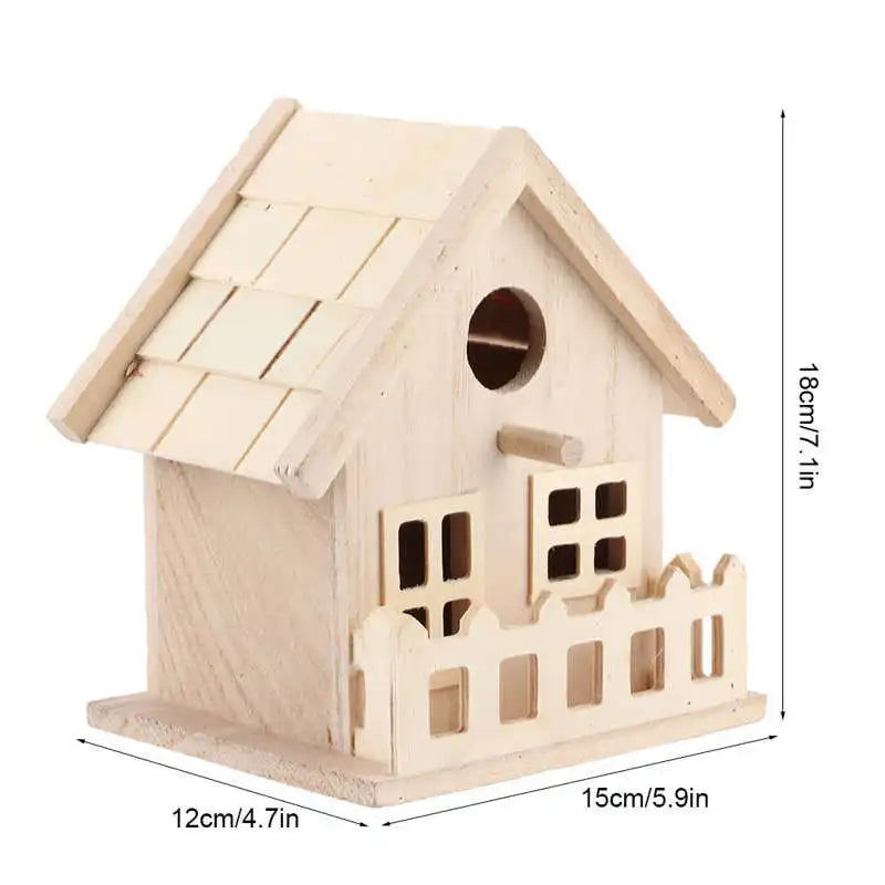 Pet Bird House Wooden Bird Hanging Bird House Warm Breeding Box Natural Wooden Bird Cage Birdhouse Wooden Box Resting Place - Slobuy