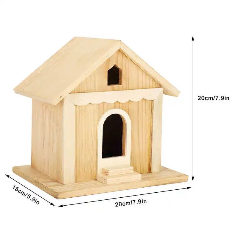 Pet Bird House Wooden Bird Hanging Bird House Warm Breeding Box Natural Wooden Bird Cage Birdhouse Wooden Box Resting Place - Slobuy