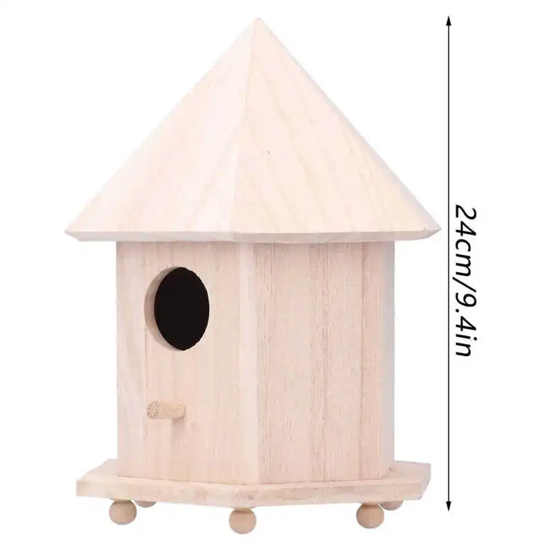 Pet Bird House Wooden Bird Hanging Bird House Warm Breeding Box Natural Wooden Bird Cage Birdhouse Wooden Box Resting Place - Slobuy