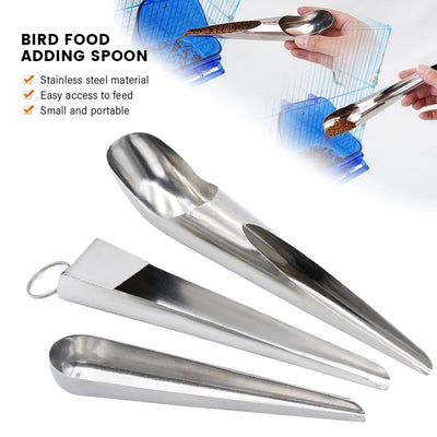 Pet Bird Parrot Feeder Spoon Stainless Steel Food Adding Spoon Bird Cage Food Add Accessories Small Pet Feeding Tool 1 Pc - Slobuy
