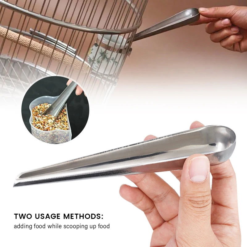 Pet Bird Parrot Feeder Spoon Stainless Steel Food Adding Spoon Bird Cage Food Add Accessories Small Pet Feeding Tool 1 Pc - Slobuy