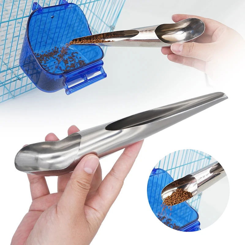 Pet Bird Parrot Feeder Spoon Stainless Steel Food Adding Spoon Bird Cage Food Add Accessories Small Pet Feeding Tool 1 Pc - Slobuy