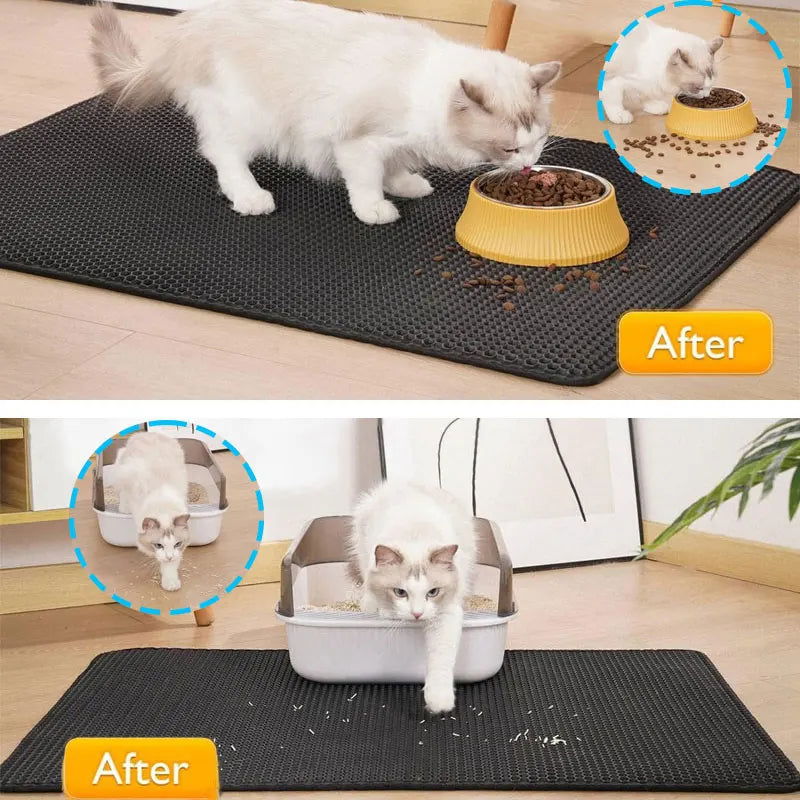 Pet Cat Litter Mat Waterproof Double Layer Cat Litter Trapping Pet Litter Box Mat Clean Pad Products For Cats Accessories - Slobuy