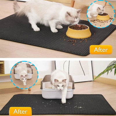 Pet Cat Litter Mat Waterproof Double Layer Cat Litter Trapping Pet Litter Box Mat Clean Pad Products For Cats Accessories - Slobuy