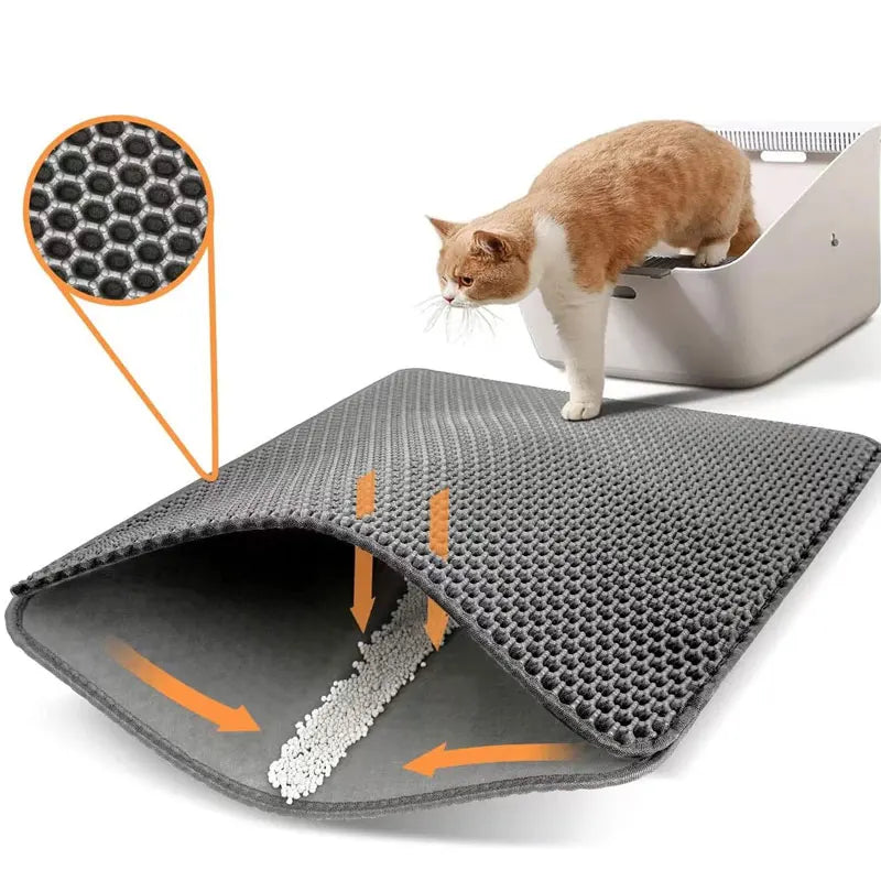 Pet Cat Litter Mat Waterproof Double Layer Cat Litter Trapping Pet Litter Box Mat Clean Pad Products For Cats Accessories - Slobuy