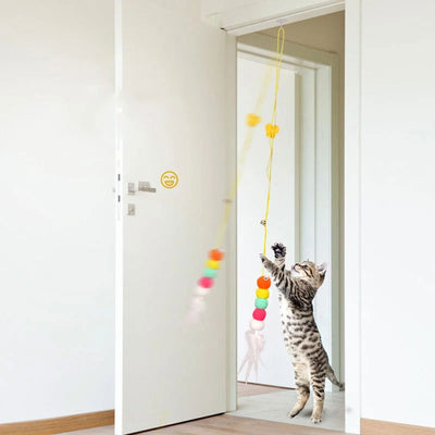 Pet Cat Toys Funny Stick Kitten Self -hi Elastic Rope Dragonfly Shape Feather Bell Teasing Stick Hanging Swing Thousands - Slobuy
