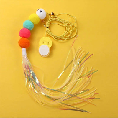 Pet Cat Toys Funny Stick Kitten Self -hi Elastic Rope Dragonfly Shape Feather Bell Teasing Stick Hanging Swing Thousands - Slobuy