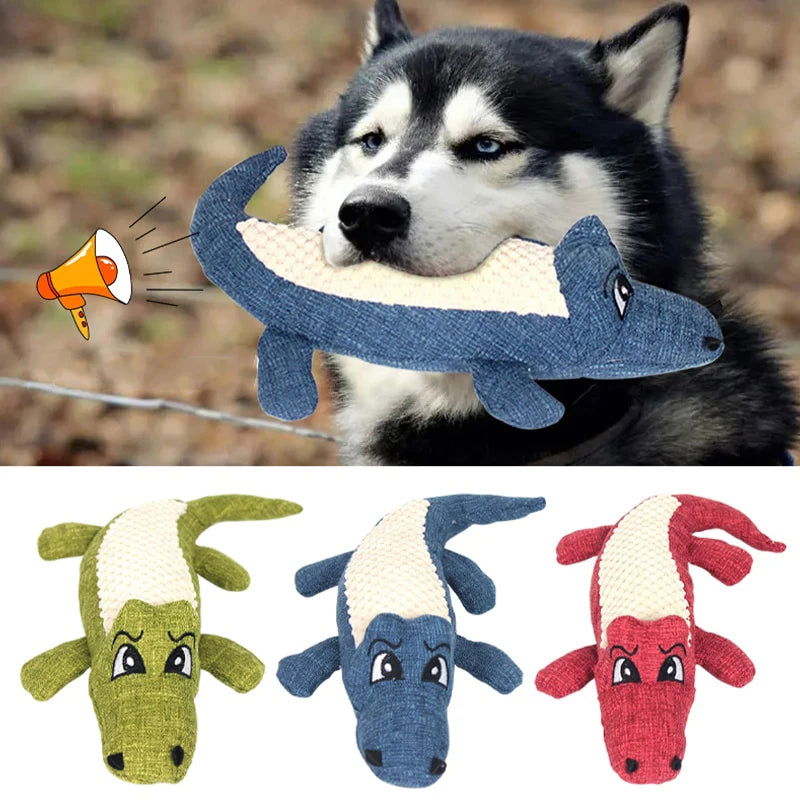 Pet Chew Toys Interactive Cartoon Animal Plush Alligator Shape Dog Sound Toy Gnawing Grinding Teeth Training Supplies - Slobuy