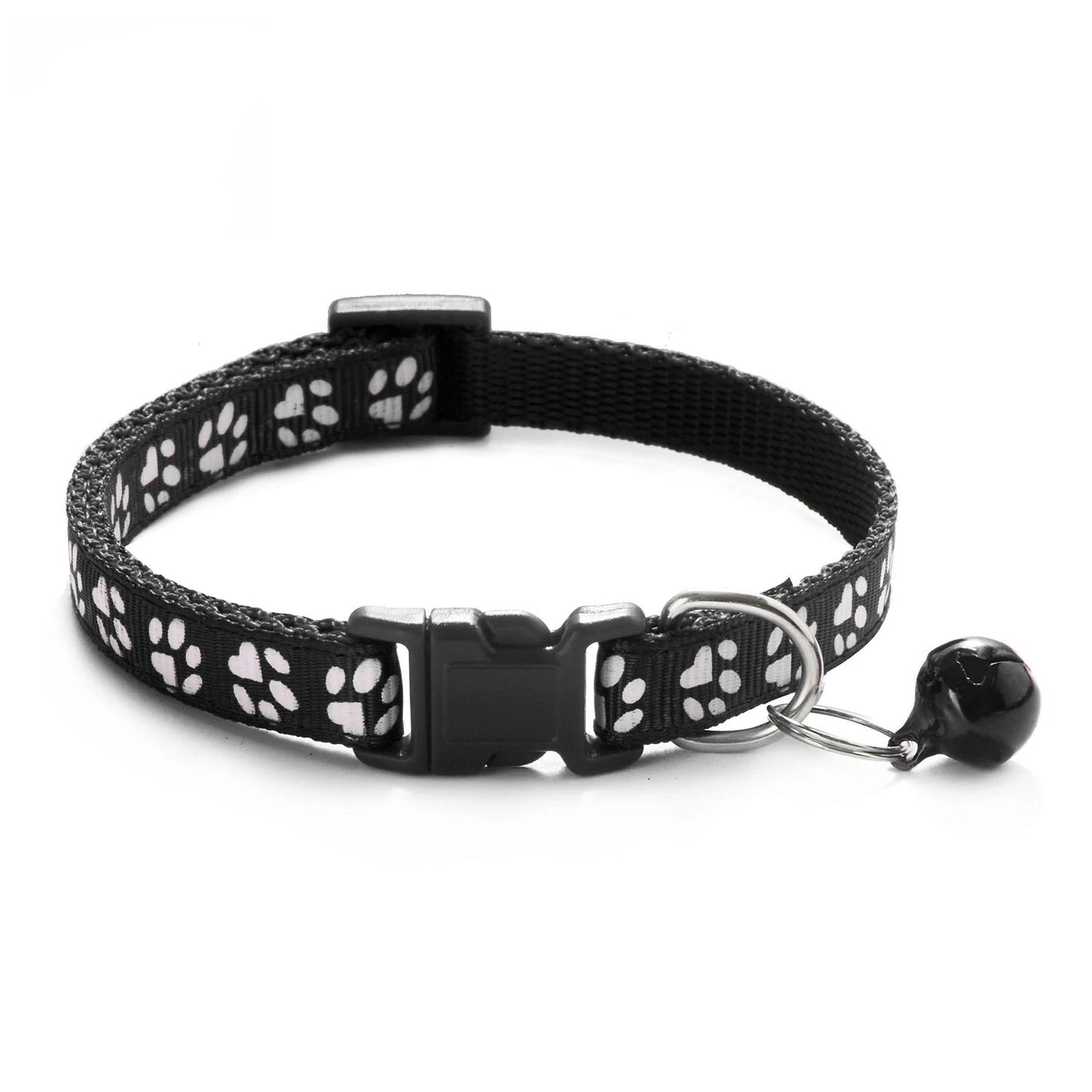 Pet Collar With Bell Cartoon Footprint Colorful Dog Puppy Cat Accessories Kitten Collar Adjustable Safety Bell Ring Necklace Pet - Slobuy