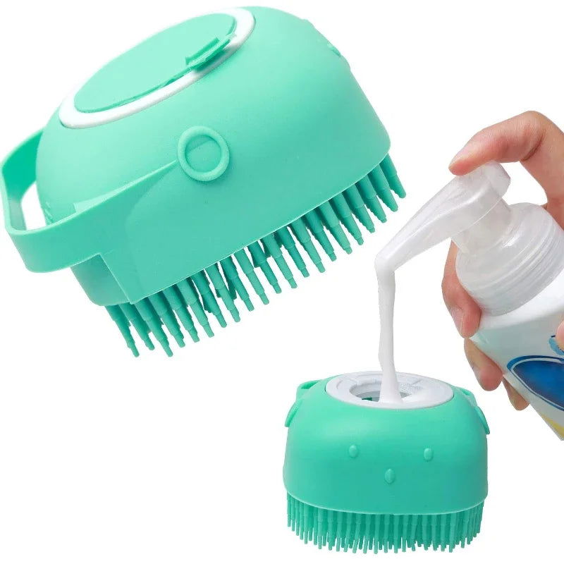 Pet Dog Shampoo Brush 2.7oz 80ml Cat Massage Comb Grooming Scrubber  for Bathing Short Hair Soft Silicone Rubber - Slobuy