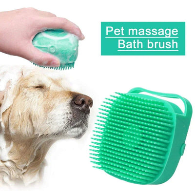 Pet Dog Shampoo Brush 2.7oz 80ml Cat Massage Comb Grooming Scrubber  for Bathing Short Hair Soft Silicone Rubber - Slobuy