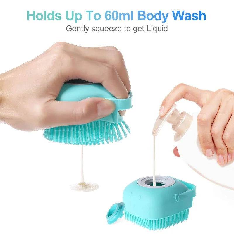 Pet Dog Shampoo Brush 2.7oz 80ml Cat Massage Comb Grooming Scrubber  for Bathing Short Hair Soft Silicone Rubber - Slobuy