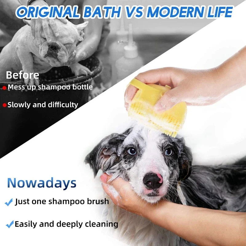 Pet Dog Shampoo Brush 2.7oz 80ml Cat Massage Comb Grooming Scrubber  for Bathing Short Hair Soft Silicone Rubber - Slobuy