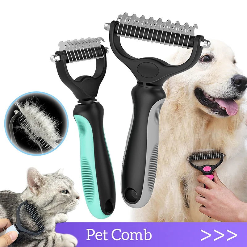 Pet Hair Removal Comb Cat Dog Brush Pet Hair Grooming Tool Puppy Hair Shedding Combs Pet Fur Trimming Dematting Deshedding Brush - Slobuy