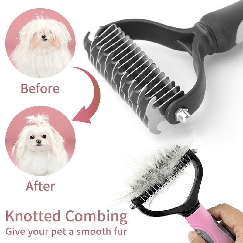 Pet Hair Removal Comb Cat Dog Brush Pet Hair Grooming Tool Puppy Hair Shedding Combs Pet Fur Trimming Dematting Deshedding Brush - Slobuy