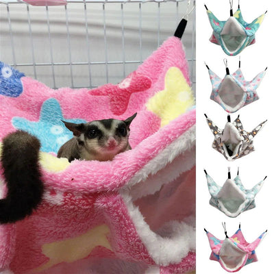 Pet Hammock Double-layer Plush Soft Winter Warm Hanging Nest Sleeping Bed Small Pets Hamster Squirrel Chinchilla House - Slobuy