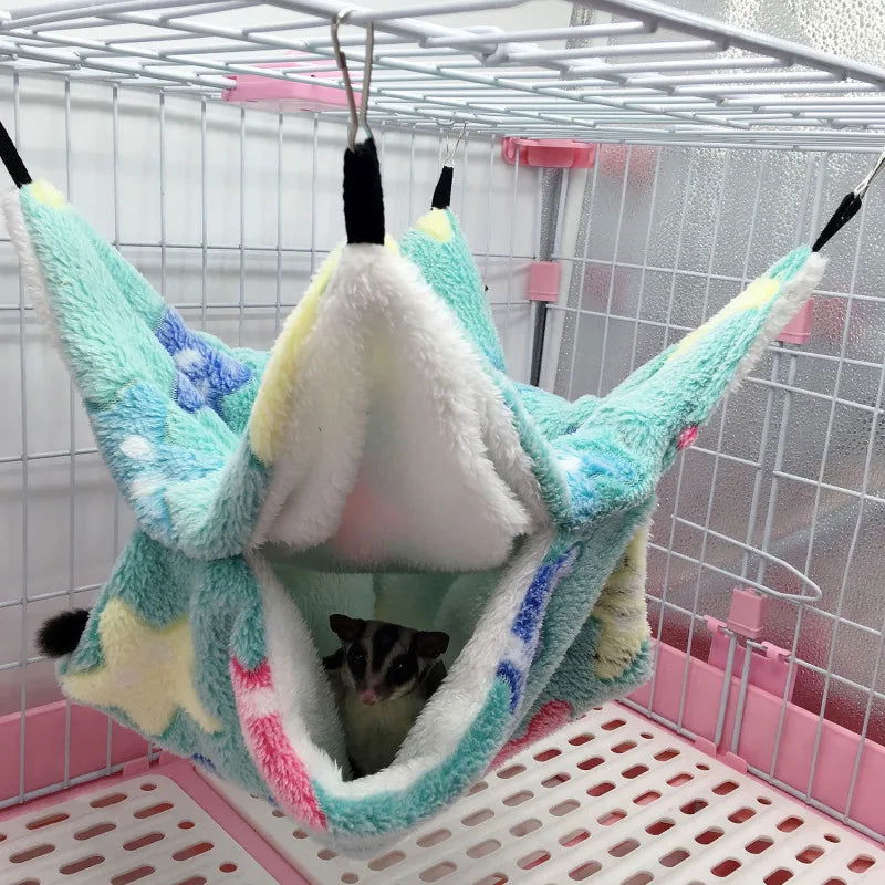 Pet Hammock Double-layer Plush Soft Winter Warm Hanging Nest Sleeping Bed Small Pets Hamster Squirrel Chinchilla House - Slobuy