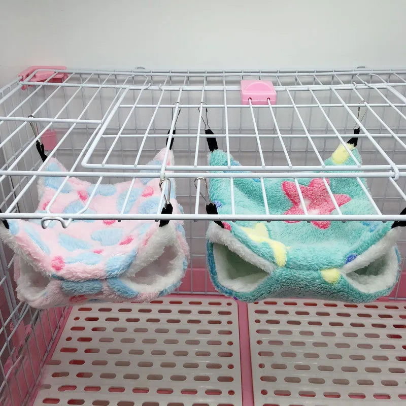 Pet Hammock Double-layer Plush Soft Winter Warm Hanging Nest Sleeping Bed Small Pets Hamster Squirrel Chinchilla House - Slobuy