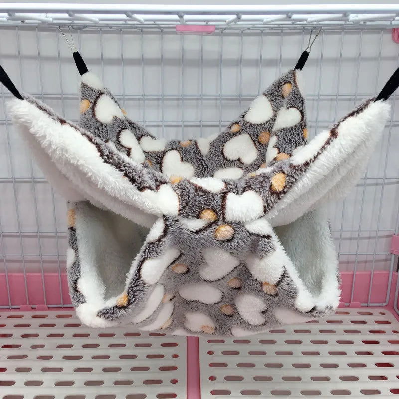Pet Hammock Double-layer Plush Soft Winter Warm Hanging Nest Sleeping Bed Small Pets Hamster Squirrel Chinchilla House - Slobuy