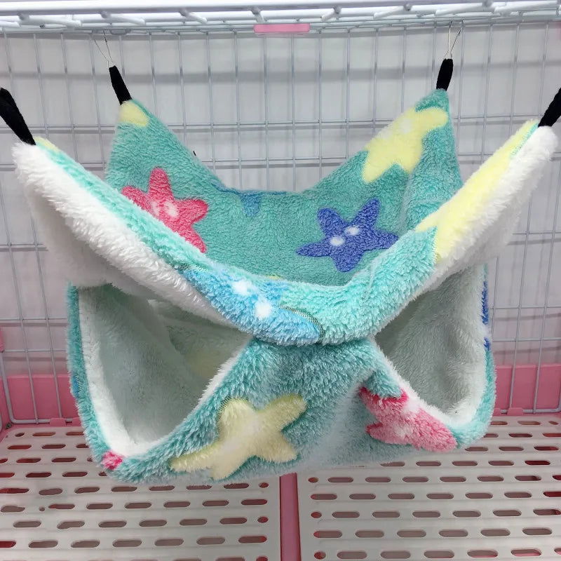 Pet Hammock Double-layer Plush Soft Winter Warm Hanging Nest Sleeping Bed Small Pets Hamster Squirrel Chinchilla House - Slobuy