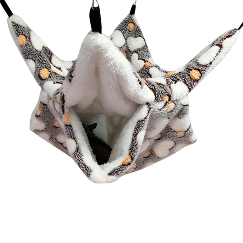 Pet Hammock Double-layer Plush Soft Winter Warm Hanging Nest Sleeping Bed Small Pets Hamster Squirrel Chinchilla House - Slobuy