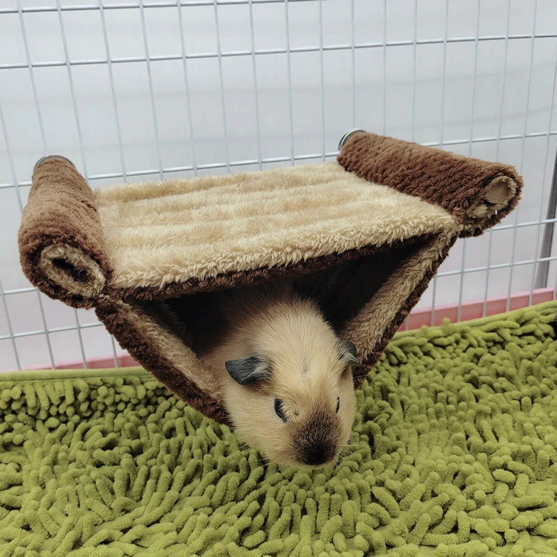 Pet Hammock for Small Animal Double Thick Plush Warm Bed for Hamster House Nest Sleeping Bag Hanging Tree Beds Pet Hamster Nest - Slobuy